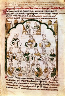 7th century, 7th Council of Toledo, summoned by King Chindasvinto, miniature in 'Primacy of the C…