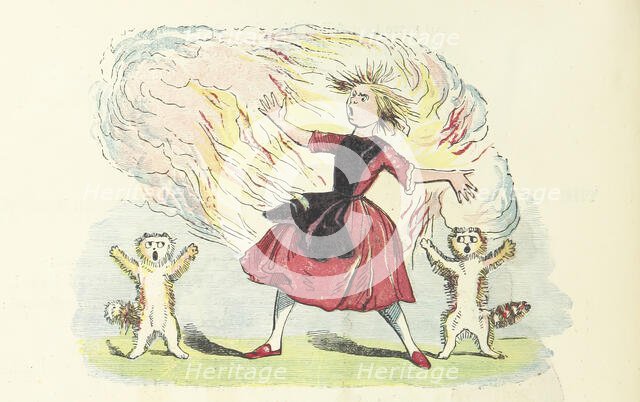 Girl on fire - scene from "The Dreadful Story Of The Girl And The Lucifer Matches", 1856.  Creator: Unknown.