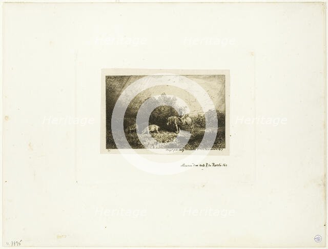 Landscape with Man on Horseback, Pigs and Cow, n.d. Creator: Charles Emile Jacque.