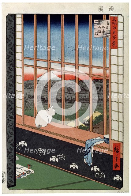'A Cat Sitting on the Window Seat', 19th century. Artist: Ando Hiroshige