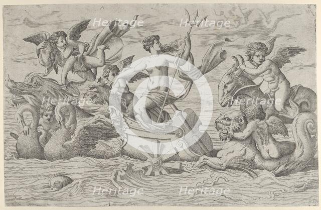 Venus in a Chariot drawn by Two Swans, ca. 1544. Creator: Master IQV.