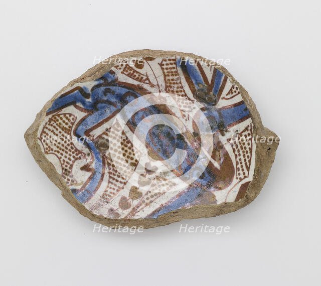 Fragment of the foot of a bowl, early 13th century. Creator: Unknown.