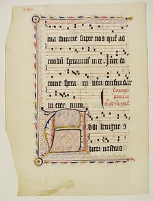 Manuscript Leaf with Initial A, from an Antiphonary, German, second quarter 15th century. Creator: Unknown.