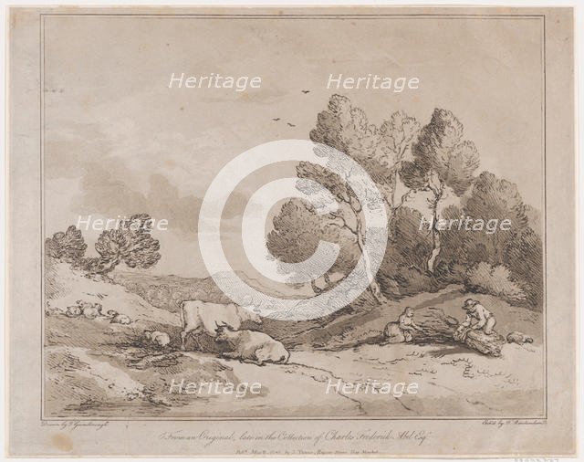 Landscape with Figures Binding a Bundle of Wood, May 21, 1789., May 21, 1789. Creator: Thomas Rowlandson.