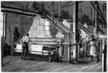 Weaving shed fitted with Jacquard power looms, c1880. Artist: Unknown