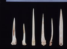 Bone awls and needles from the Cova de l'Or (Beniarrés, Alicante). Made by abrasion technique. Le…