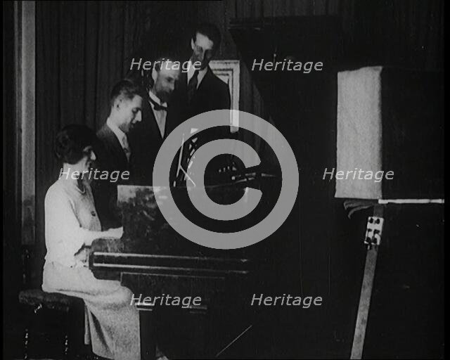 Radio Performers Playing Music and Singing, 1922. Creator: British Pathe Ltd.