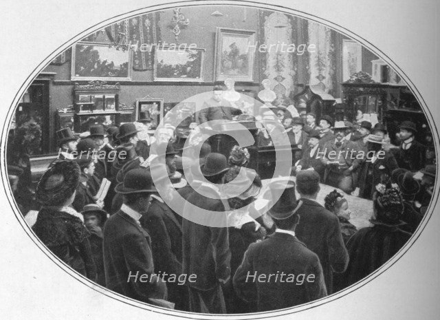 Auction in progress at Phillips auctioneers, London, c1901 (1901). Artist: Unknown.