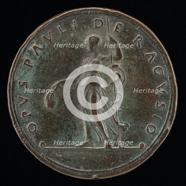 Female Figure with Purse and Scepter [reverse], c. 1450. Creator: Paolo da Ragusa.