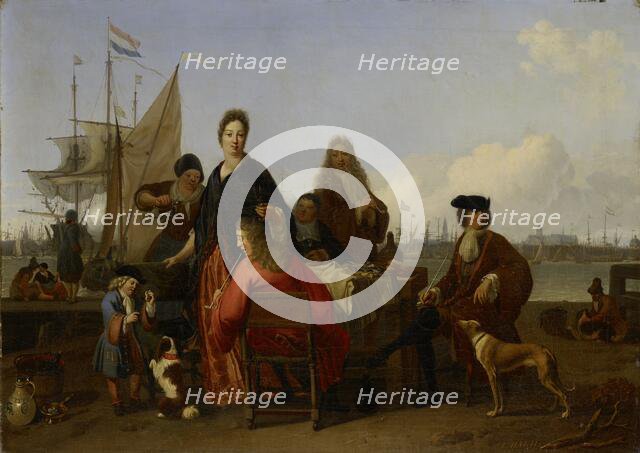 The Bakhuysen and de Hooghe Families dining at the Mosselsteiger (Mussel Pier) on the Y, Amsterdam,  Creator: Ludolf Bakhuizen.