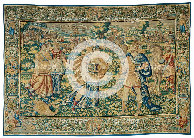 Alexander Encounters Thalestris, Queen of the Amazons, from The Story of Alexander..., c. 1600. Creator: Unknown.