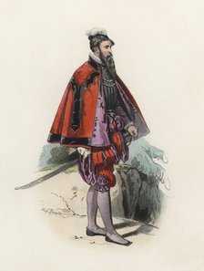 Great Swiss personage, in the modern age, color engraving 1870.