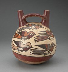 Double Spout Vessel Depicting Hummingbirds of Different Colors, 180 B.C./A.D. 500. Creator: Unknown.