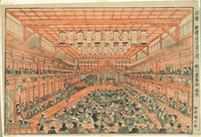 Perspective Picture of a Kabuki Theater (Uki-e Kabuki shibai no zu), c. 1776. Creator: Utagawa Toyoharu.