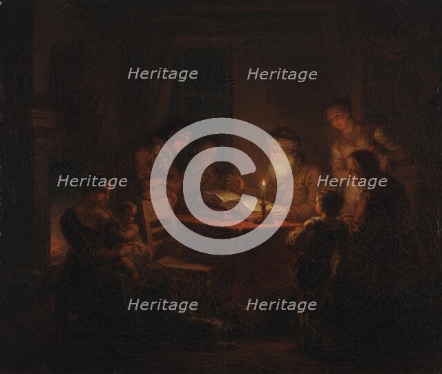 Jewish Rabbi Reading the Bible to His Family, 1816. Creator: Alexander Lauréus.