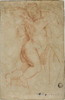 Putto Lifting Curtain (recto); Infant St. John (verso), n.d. Creator: Unknown.