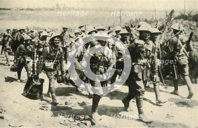 'Back from Pozières: Australian machine-gunners...', First World War, 1916, (c1920). Creator: Unknown.