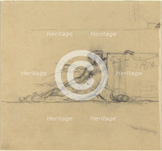 Seated Female Figure for "San Francisco", probably c. 1856. Creator: Charles Meryon.