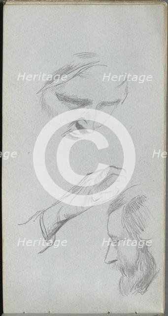 Sketchbook, page 70: Study of Two Faces and a Hand. Creator: Ernest Meissonier (French, 1815-1891).