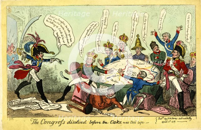 The Congress dissolved before the Cake was Cut up, Caricature on the Congress of Vienna, 1815.