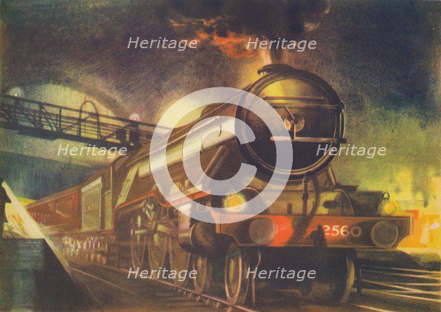 'The Night Scotsman, L.N.E.R., leaving King's Cross', 1940. Artist: Unknown.