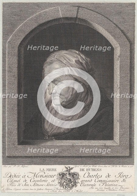 Portrait of Rubens' mother, seen through a window opening, 1775. Creator: Karl Mathias Ernst.