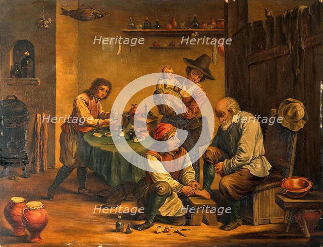 A surgeon operating on a man's foot, c1680s. Creator: Teniers, David, 1610-1690 (After).