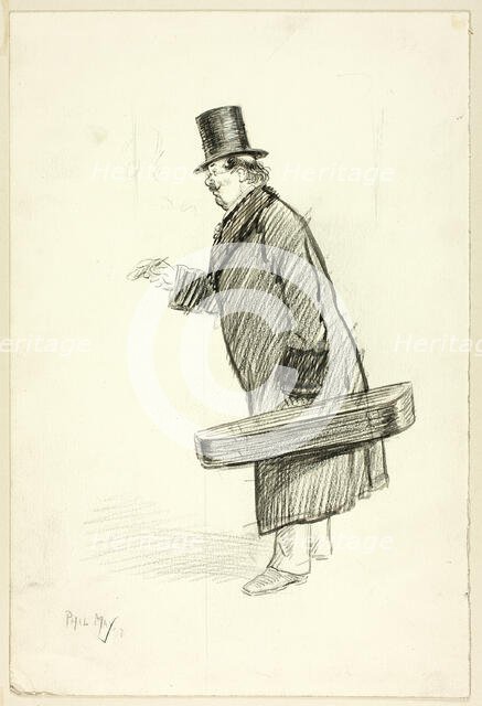 Man with Violin Case, 1897. Creator: Philip William May.