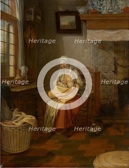 Interior with Nursing Mother, c1774. Creator: Philip Wouverman.