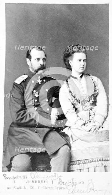 Tsar Alexander II and his daughter Marie (later Duchess of Edinburgh), c1870. Artist: Unknown