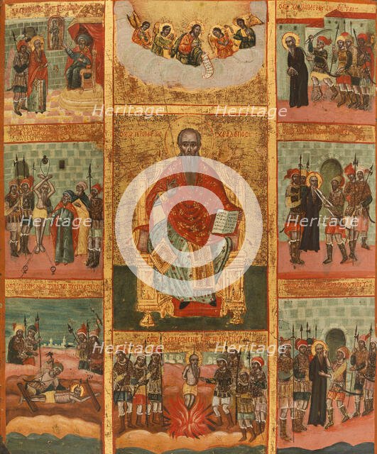 Saint Charalampe and scenes from his life, between 1700 and 1800. Creator: Greek School.