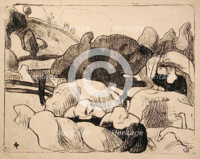 Femmes faisant les Foins (Women Making Haystacks), 1889. Creator: Emile Bernard.