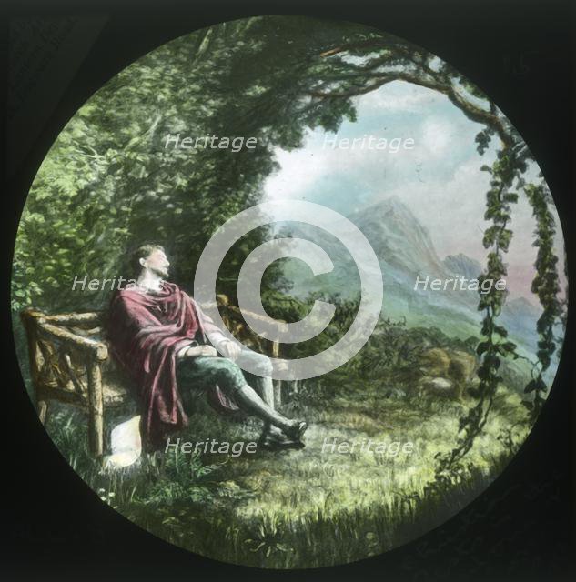 'Christian rests in the arbour and loses his scroll', c1910.  Creator: Unknown.