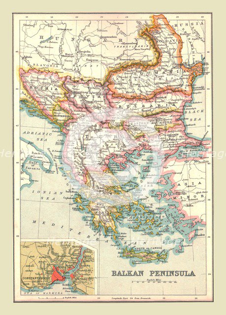 Map of the Balkan Peninsula, 1902.  Creator: Unknown.