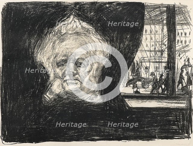 Henrik Ibsen at Café of the Grand Hotel, 1902. Artist: Munch, Edvard (1863-1944)