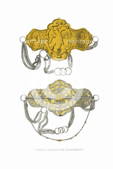 Horse bridle decoration. From the Antiquities of the Russian State, 1849-1853. Creator: Solntsev, Fyodor Grigoryevich (1801-1892).