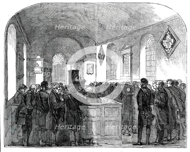 Interior of Drayton Bassett Church, (funeral of Sir Robert Peel), 1850. Creator: Unknown.
