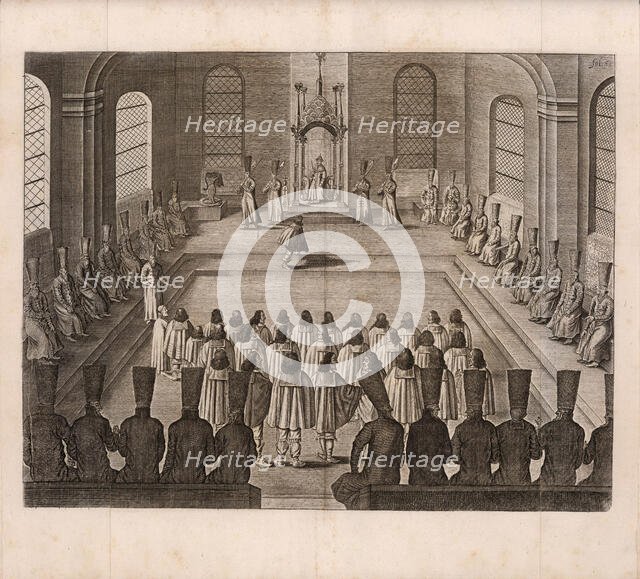 The visit of the Holstein delegation to the Russian tsar in Moscow  (Illustration from..., 1634. Creator: Anonymous.