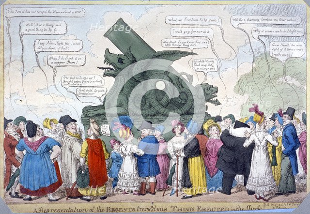 'A representation of the Regent's tremendous thing erected in the Park', 1816. Artist: Anon