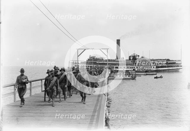 National Guard of D.C. Returning from Camp at Colonial Beach, 1916. Creator: Harris & Ewing.