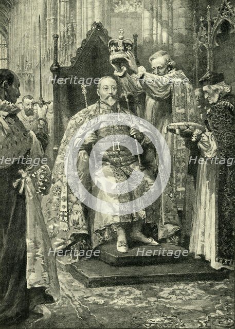 'The Archbishop of Canterbury Crowning The King', 1902, (c1900).  Creator: Unknown.