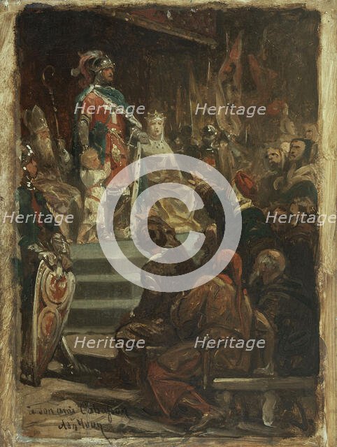 Sketch for the Hôtel de Ville, Paris : Philip II of France leaving for the Holy Land, c.1862. Creator: Adolphe Yvon.