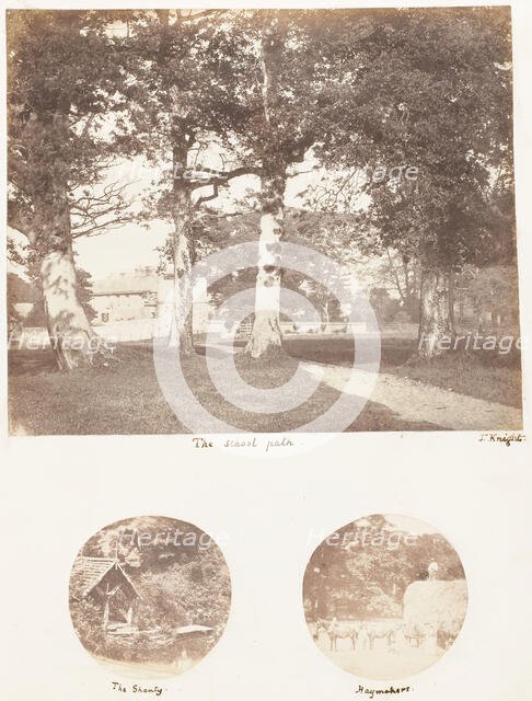 The School Path; The Shanty; Haymakers, 1853-56. Creator: James Knight.