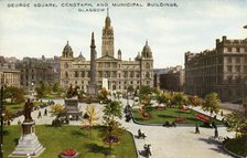 'George Square, Cenotaph, and Municipal Buildings, Glasgow', late 19th-early 20th century.  Creator: Unknown.
