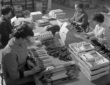 Packing chisels for dispatch, Footprint Tools, Sheffield, South Yorkshire, 1968. Artist: Michael Walters