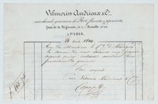 Invoice from Vilmorin-Andrieux et Cie, Paris, for seed supplies to the Count of..., August 24, 1844. Creator: Unknown.