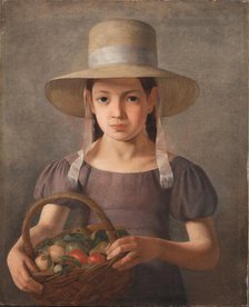 A Girl with Fruits in a Basket, 1825-1828. Creator: Constantin Hansen.
