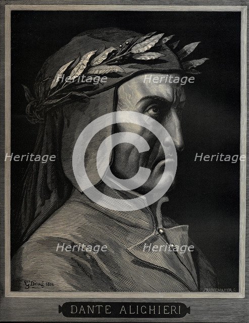 Dante Alighieri (1265-1321), 1860. Artist: Doré, Gustave (1832-1883)