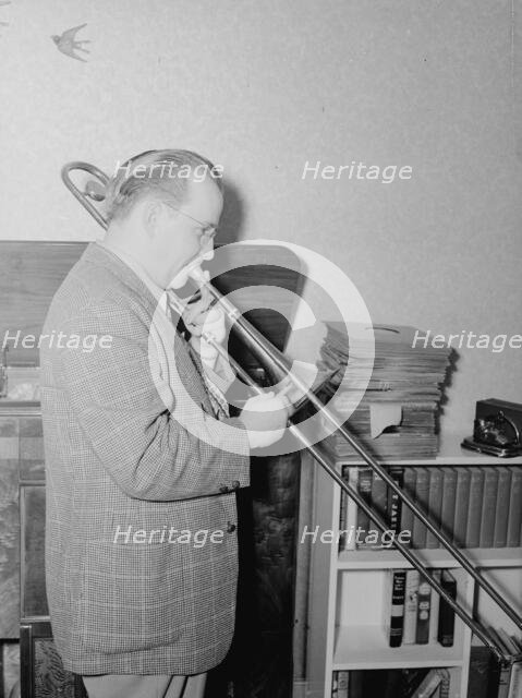 Portrait of Marty Emerson in his home, Washington, D.C., 1938. Creator: William Paul Gottlieb.