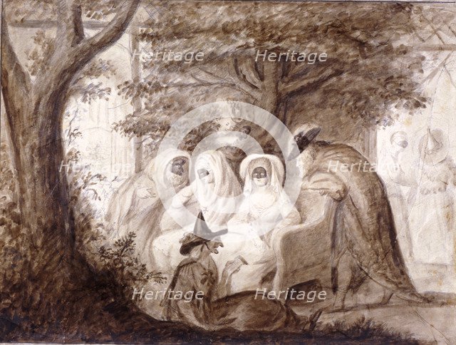 Figures dressed in masquerade costume at Vauxhall Gardens, Lambeth, London, 1782. Artist: Anon